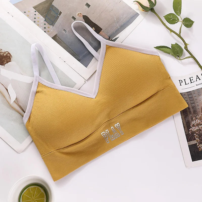 Seamless Tube Top Women Crop Top Fitness Bras Ribbed Top Seamless Bandeau Female Sexy Lingerie Fashion Underwear Removable Pads Aviola