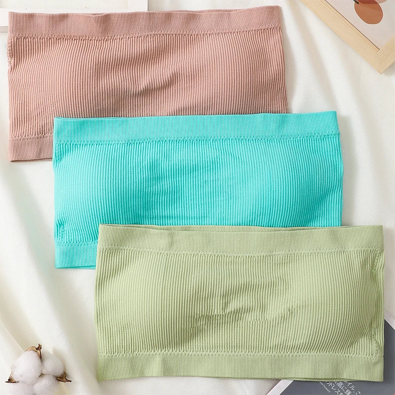 Seamless Tube Tops Women Strapless Push-Up Bra Women's Summer Bandeau Underwear Sexy Lingerie Sports Bras Solid Color Crop Tops Aviola