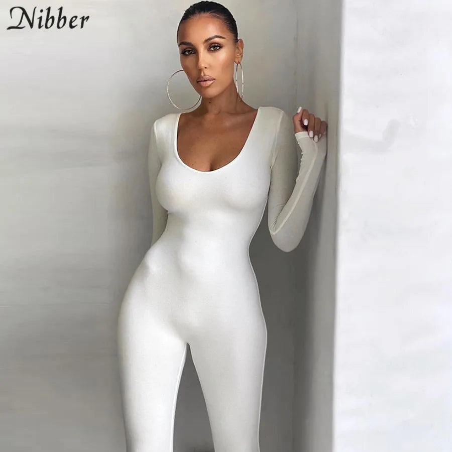 Nibber Summer Solid Basic Black White Jumpsuit Overalls Women's Clothing 2021 Street Casual Activity Wear Fitness Outfit Female Aviola