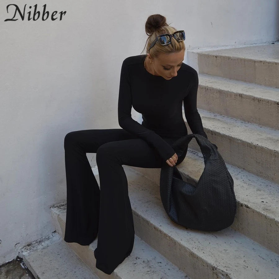 Nibber Sexy Open-Back Jumpsuit Hollow New Spring Fashion Flared High Street For Temperament Women Street Daily Commuting Wear Aviola