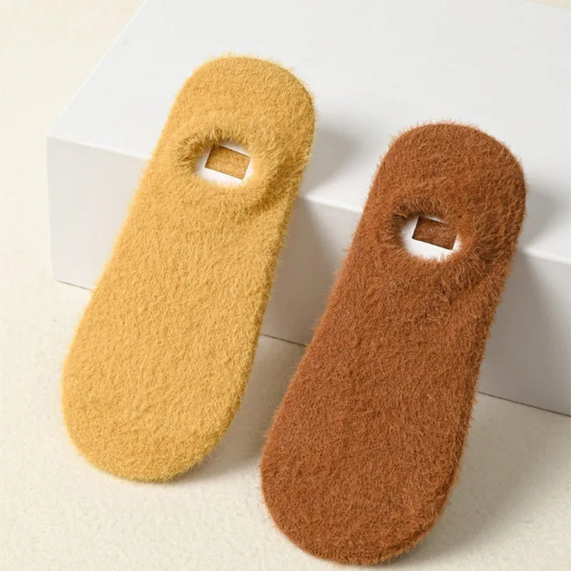 Winter Warm Thicken Thermal Low Cut Socks Women Woollen Seamless Sock Velvet Soft Sleeping Socks Solid Color Casual Floor Socks Aviola