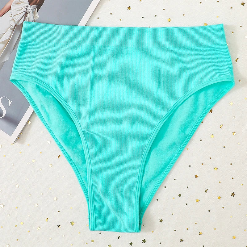 3Pcs/Set Seamless Panties Women High Waist Briefs High Cut Sports Bottom Underwear Female Stretch Rib Underpants Sexy Lingerie Aviola