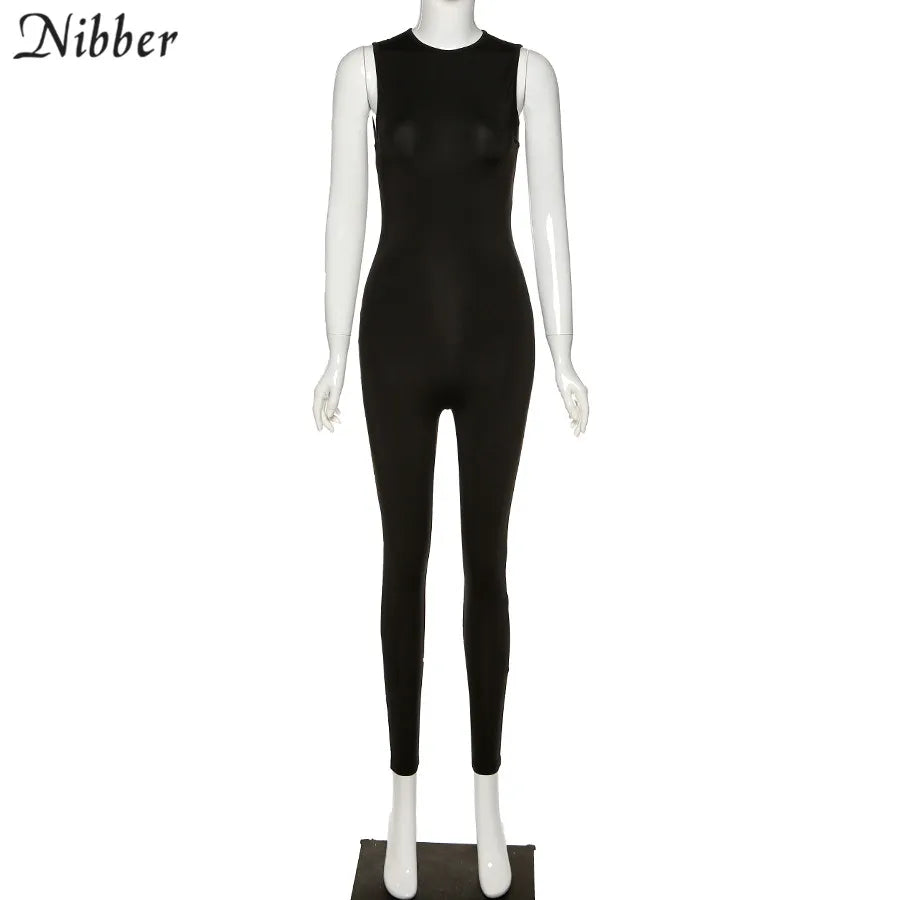 Nibber Summer Solid Basic Black White Jumpsuit Overalls Women's Clothing 2021 Street Casual Activity Wear Fitness Outfit Female Aviola