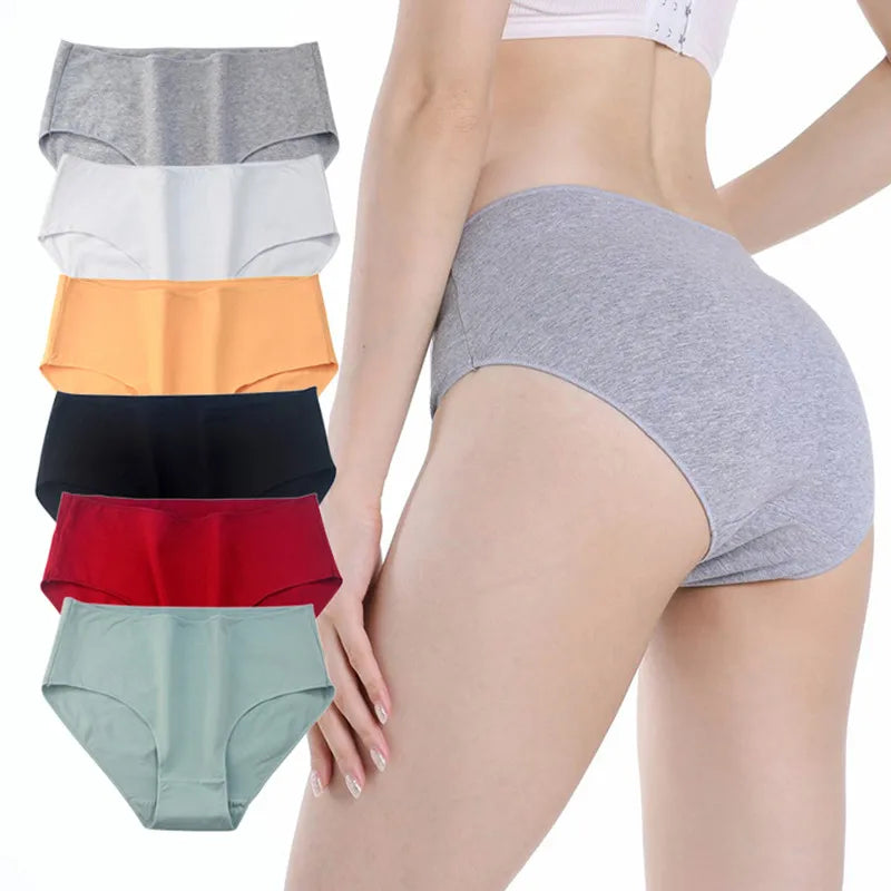 10Pcs/Set Cotton Panties Women Comfort Briefs Female High Waist Underwear Underpants Solid Color Intimates M-2XL Aviola