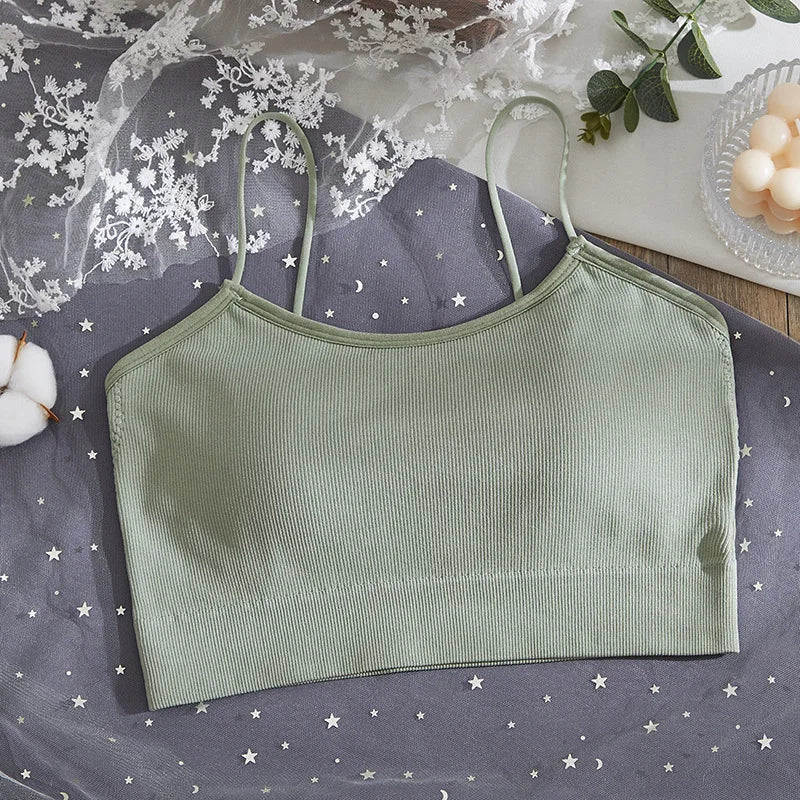 Seamless Bras Tube Top Underwear Streetwear Sleeveless Strappy Sports Women Crop Tops Bandeau Bra Removable Pad Aviola