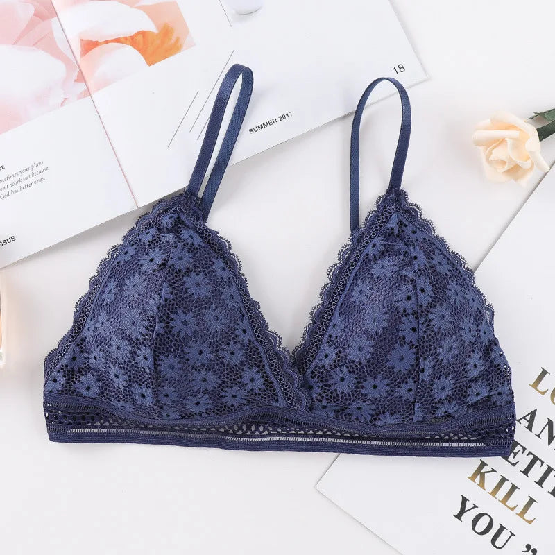 Floral Lace Bralette Push Up Bras Women Sexy Lingerie Backless Brassiere Wireless Thin Underwear Padded Bra Wirefree Bra Aviola