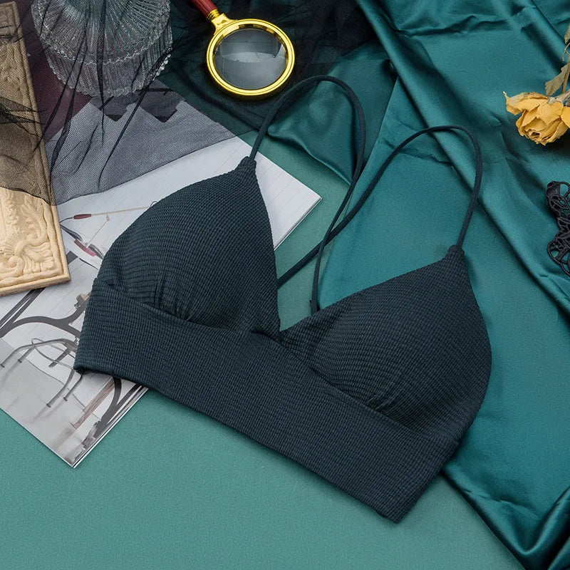 Deep V Women Bra Bralette Wire Free Brassieres Fashion Crop Top Seamless Underwear Cross Back Female Intimates Women Lingerie Aviola