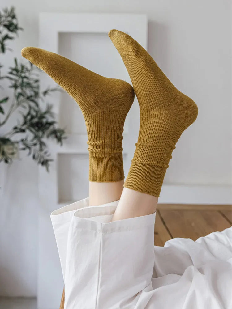 Winter Warm Cotton Socks Soft Knitted Socks Women Solid Color Casual Harajuku Socks Female Basic Daily Socks Aviola