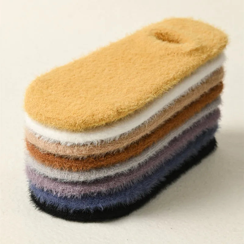Winter Warm Thicken Thermal Low Cut Socks Women Woollen Seamless Sock Velvet Soft Sleeping Socks Solid Color Casual Floor Socks Aviola