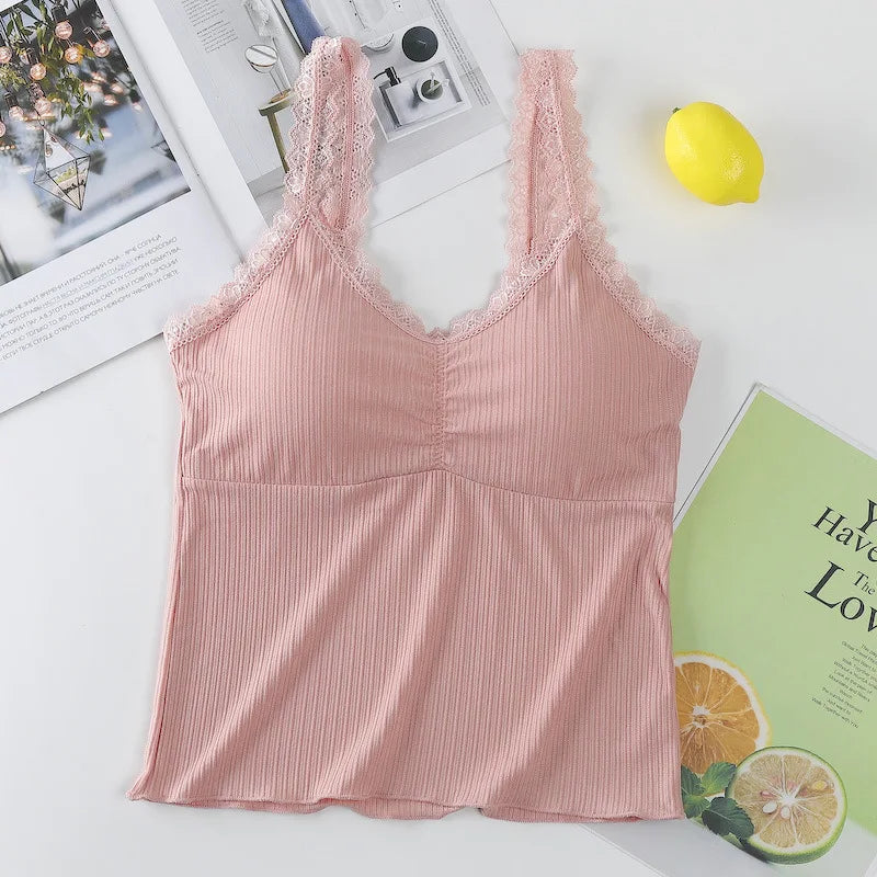 Lace Women Top Tank Tops Women Seamless Underwear Female Sexy Lingerie Cropped Bralette Crop Tops Padded Camisole Aviola