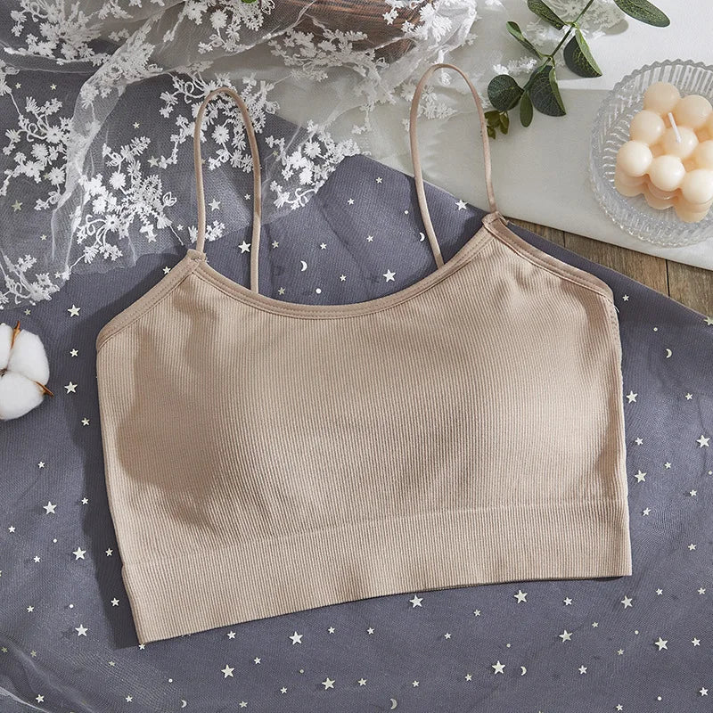 Seamless Bras Tube Top Underwear Streetwear Sleeveless Strappy Sports Women Crop Tops Bandeau Bra Removable Pad Aviola