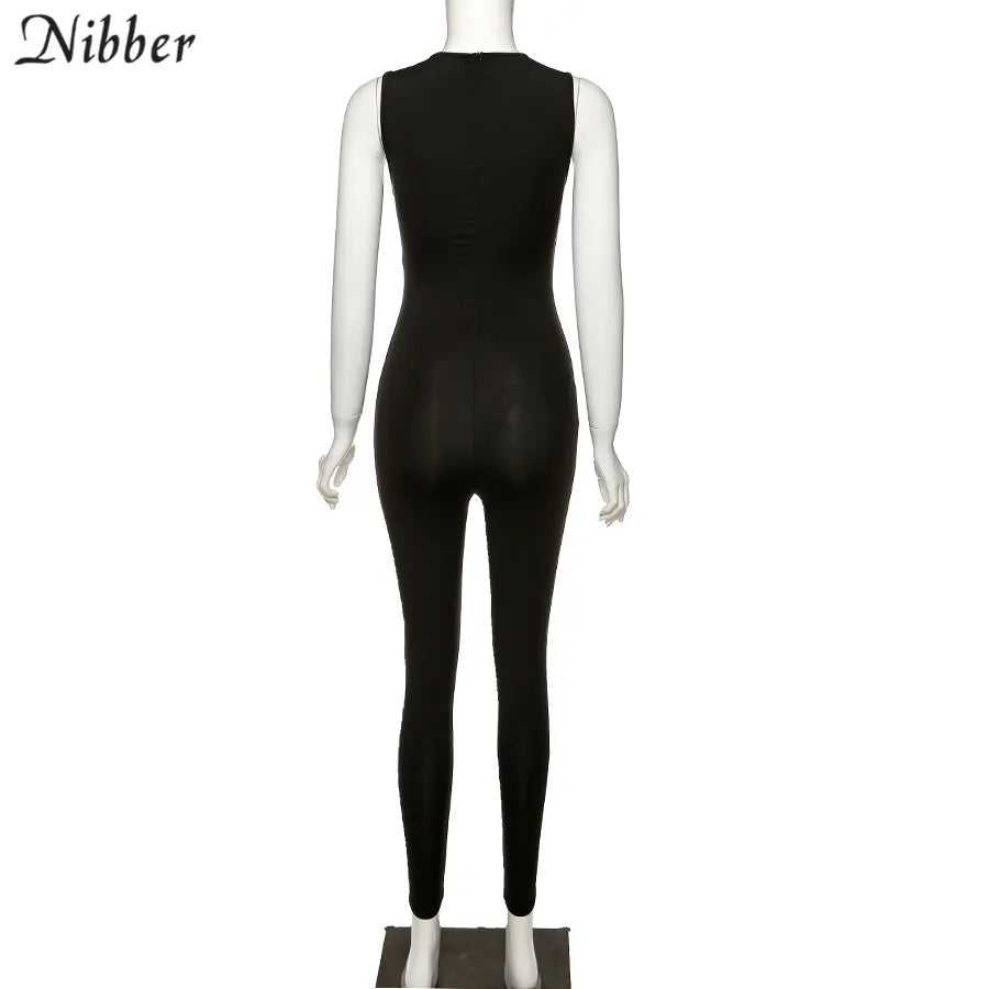 Nibber Summer Solid Basic Black White Jumpsuit Overalls Women's Clothing 2021 Street Casual Activity Wear Fitness Outfit Female Aviola