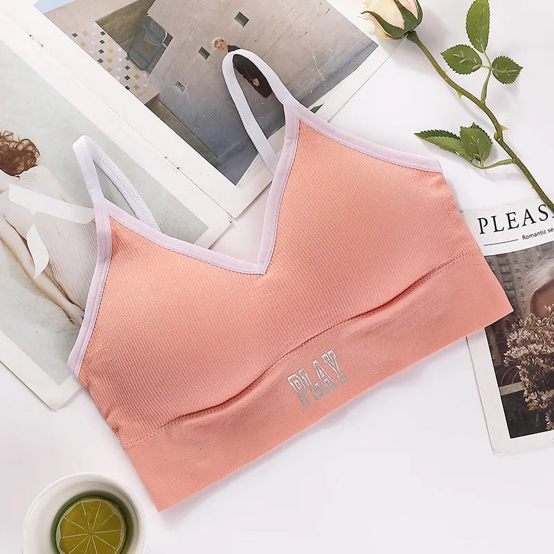 Seamless Tube Top Women Crop Top Fitness Bras Ribbed Top Seamless Bandeau Female Sexy Lingerie Fashion Underwear Removable Pads Aviola