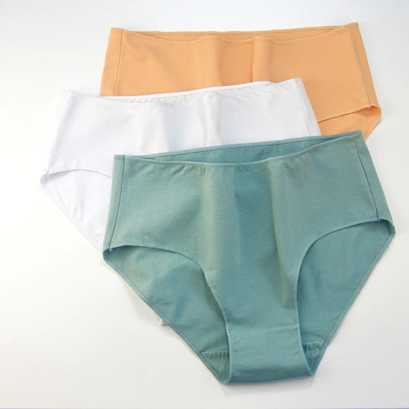 10Pcs/Set Cotton Panties Women Comfort Briefs Female High Waist Underwear Underpants Solid Color Intimates M-2XL Aviola
