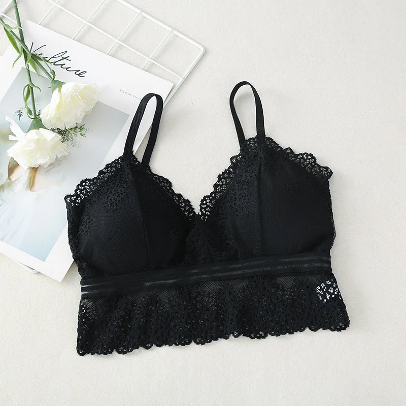 Lace Bralette Women Bras Tube Top Sexy Lingerie V Neck Crop Tops Underwear Cropped Bra Female Tank Crop Top Aviola