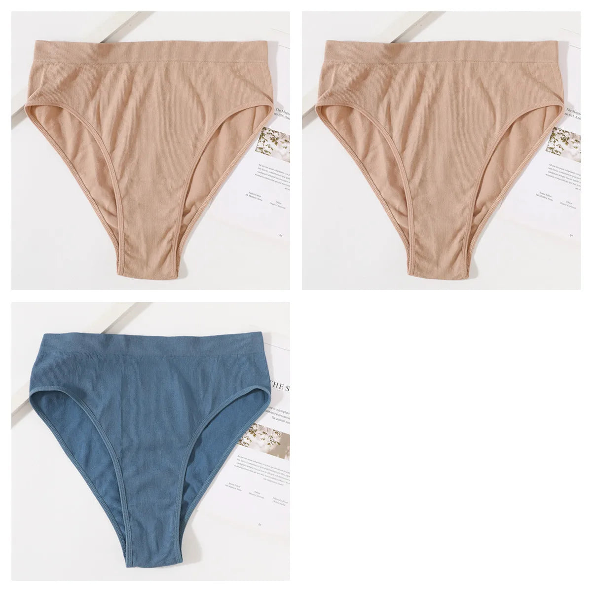 3Pcs/Set Seamless Panties Women High Waist Briefs High Cut Sports Bottom Underwear Female Stretch Rib Underpants Sexy Lingerie Aviola