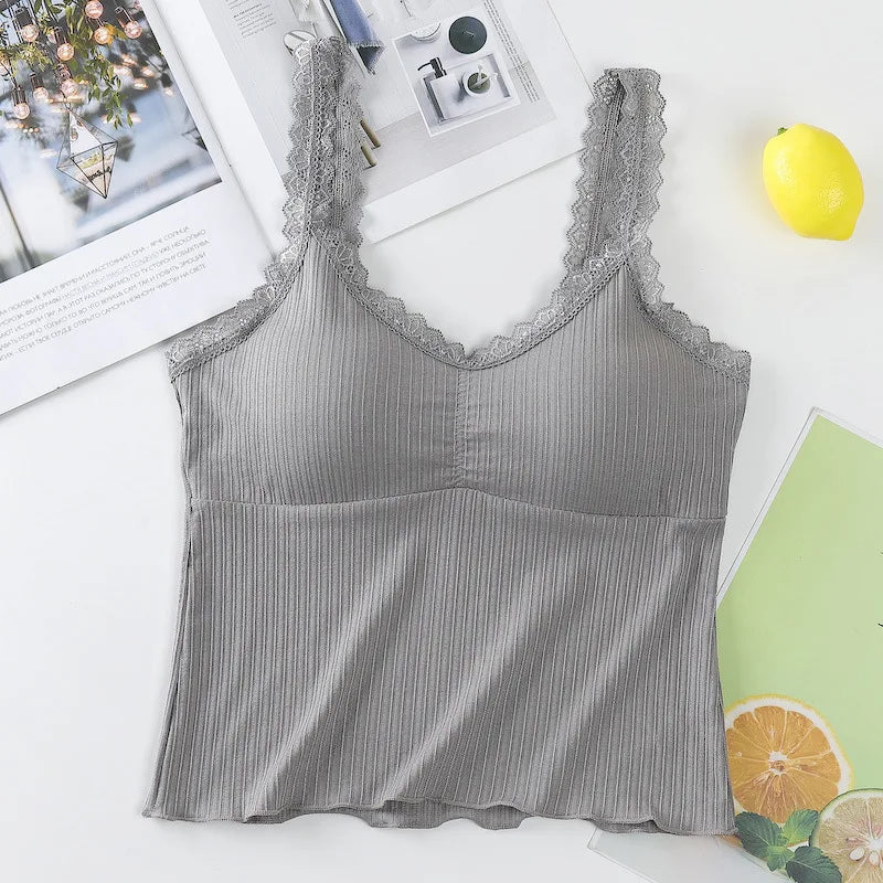 Lace Women Top Tank Tops Women Seamless Underwear Female Sexy Lingerie Cropped Bralette Crop Tops Padded Camisole Aviola