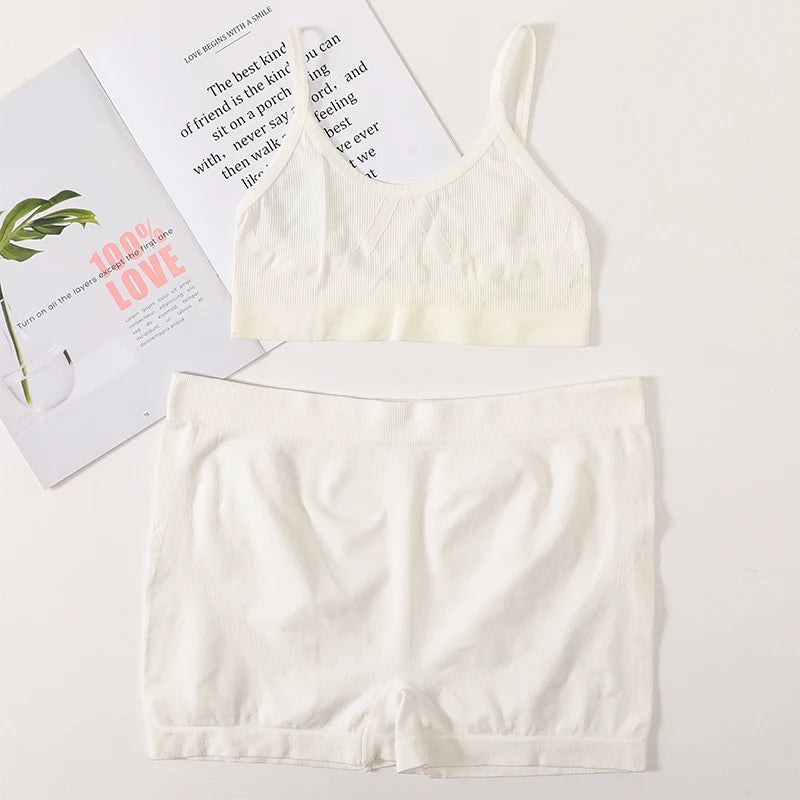 Women Seamless Bra And Panties Set Female Sport V-neck Unlined Bra High Rise Shorts Stretchy Underwear Sexy Lingerie Set Aviola