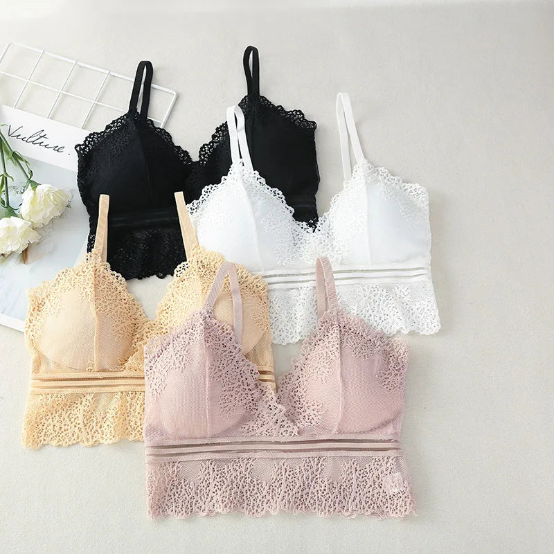 Lace Bralette Women Bras Tube Top Sexy Lingerie V Neck Crop Tops Underwear Cropped Bra Female Tank Crop Top Aviola