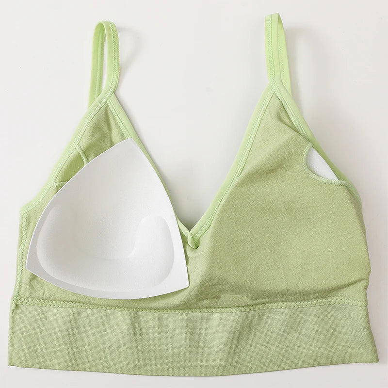 Women Crop Top Seamless Tube Top Underwear Low Back Bra Sports Fitness Top Streetwear Tank Bandeau Lingerie Removable Pad Aviola