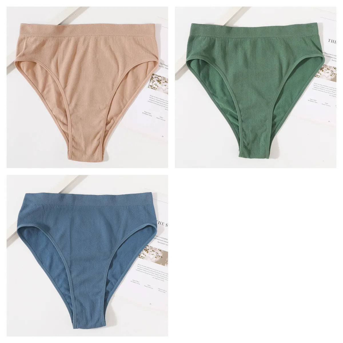 3Pcs/Set Seamless Panties Women High Waist Briefs High Cut Sports Bottom Underwear Female Stretch Rib Underpants Sexy Lingerie Aviola
