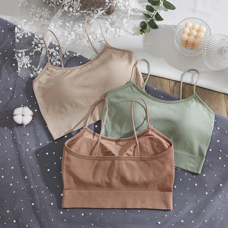 Seamless Bras Tube Top Underwear Streetwear Sleeveless Strappy Sports Women Crop Tops Bandeau Bra Removable Pad Aviola