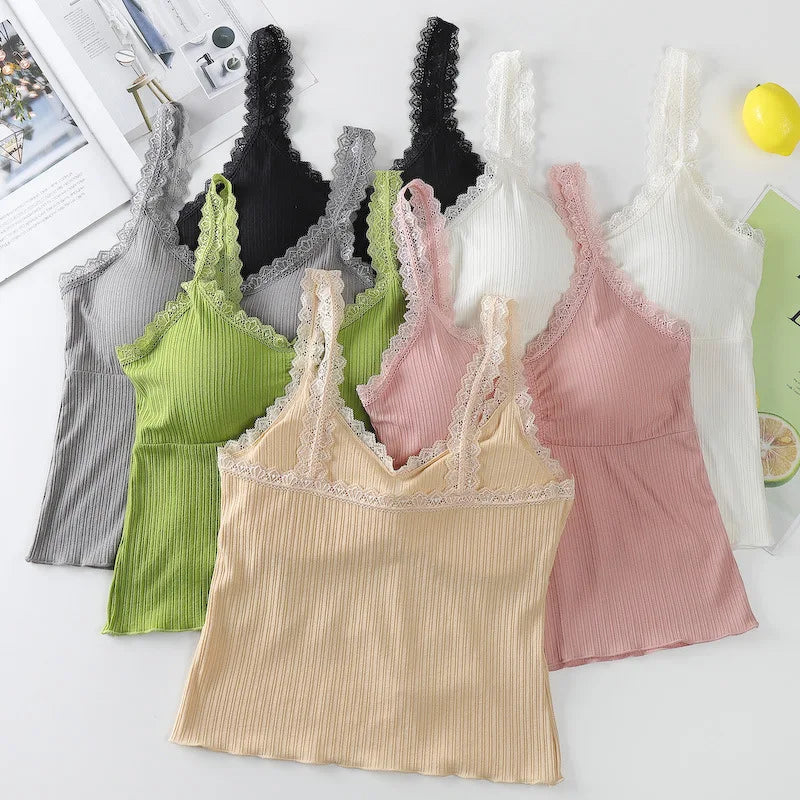 Lace Women Top Tank Tops Women Seamless Underwear Female Sexy Lingerie Cropped Bralette Crop Tops Padded Camisole Aviola