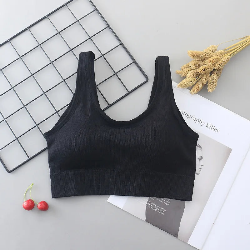 Women Tank Crop Top Seamless Underwear Female Sexy Lingerie Sport Cropped Top Removable Pads V Back Padded Camisole Aviola