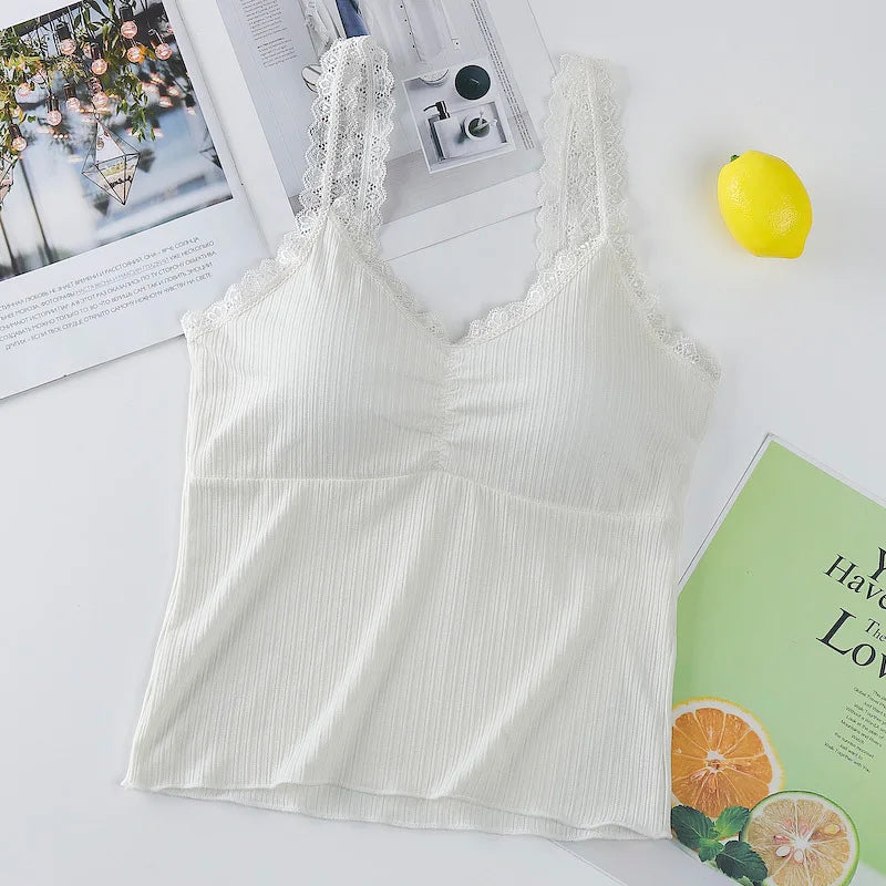 Lace Women Top Tank Tops Women Seamless Underwear Female Sexy Lingerie Cropped Bralette Crop Tops Padded Camisole Aviola