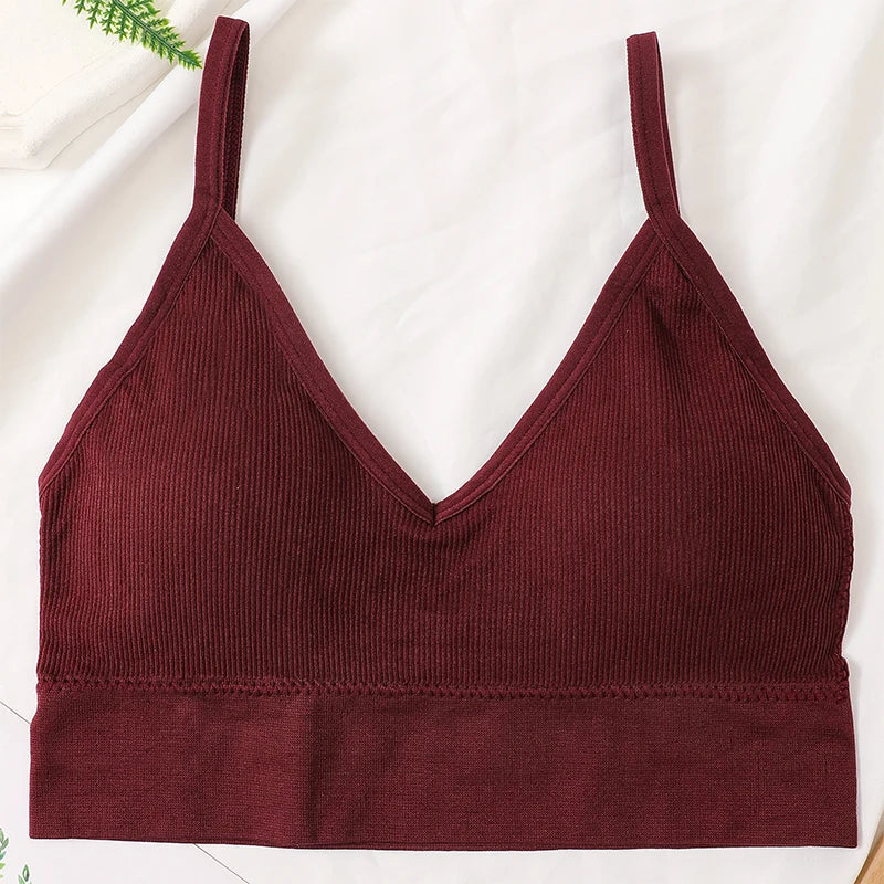 Women Crop Top Seamless Tube Top Underwear Low Back Bra Sports Fitness Top Streetwear Tank Bandeau Lingerie Removable Pad Aviola
