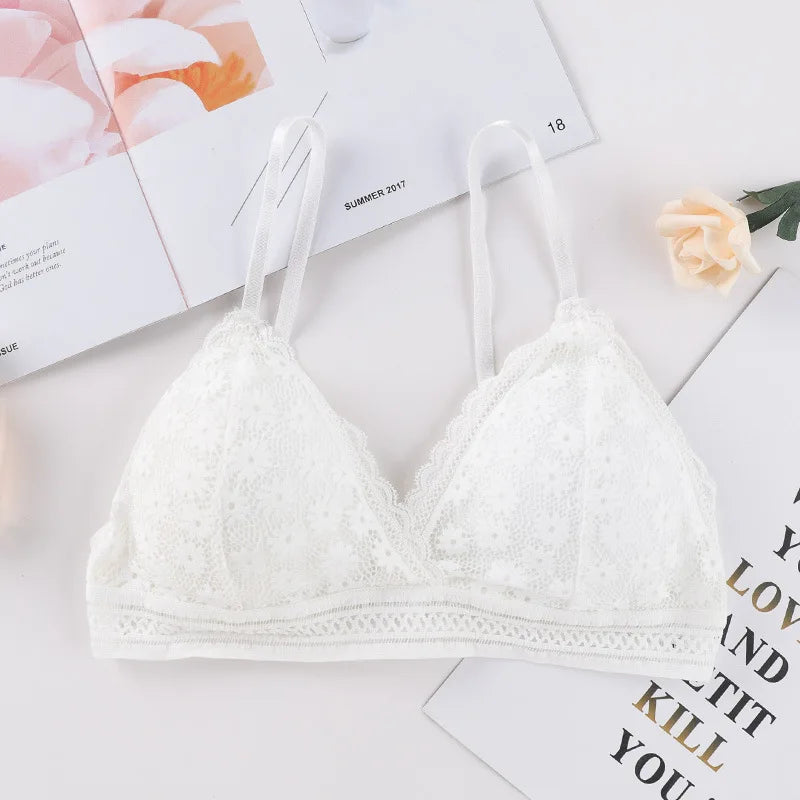Floral Lace Bralette Push Up Bras Women Sexy Lingerie Backless Brassiere Wireless Thin Underwear Padded Bra Wirefree Bra Aviola