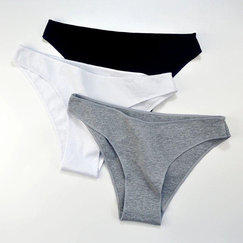 5PCS/Set Cotton Panties Women Low Rise Briefs Solid Color Seamless Underwear Comfy Intimate Breathable Underpants M-XXL Lingerie Aviola