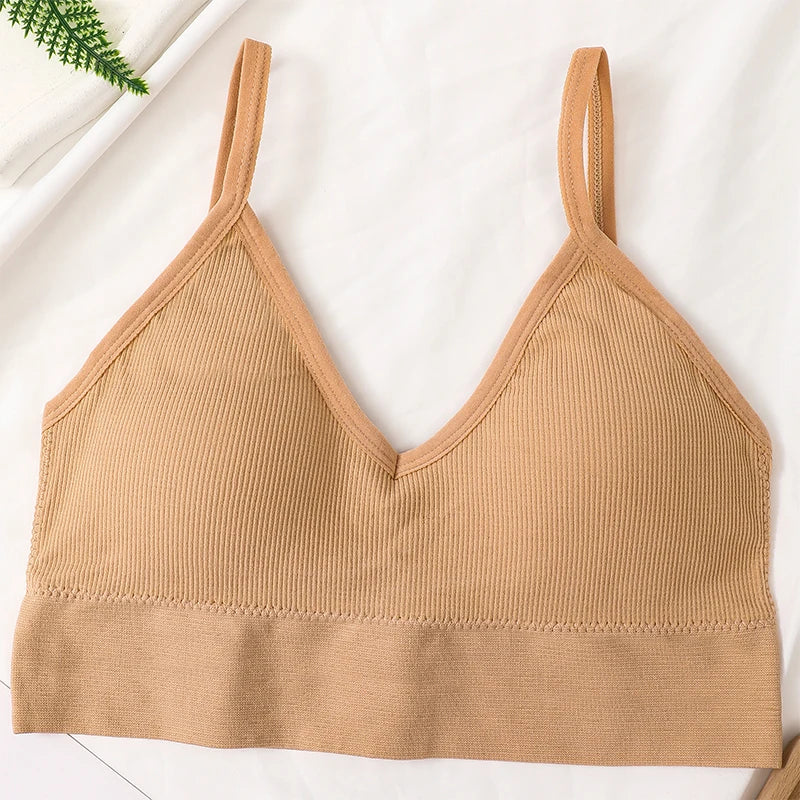 Women Crop Top Seamless Tube Top Underwear Low Back Bra Sports Fitness Top Streetwear Tank Bandeau Lingerie Removable Pad Aviola