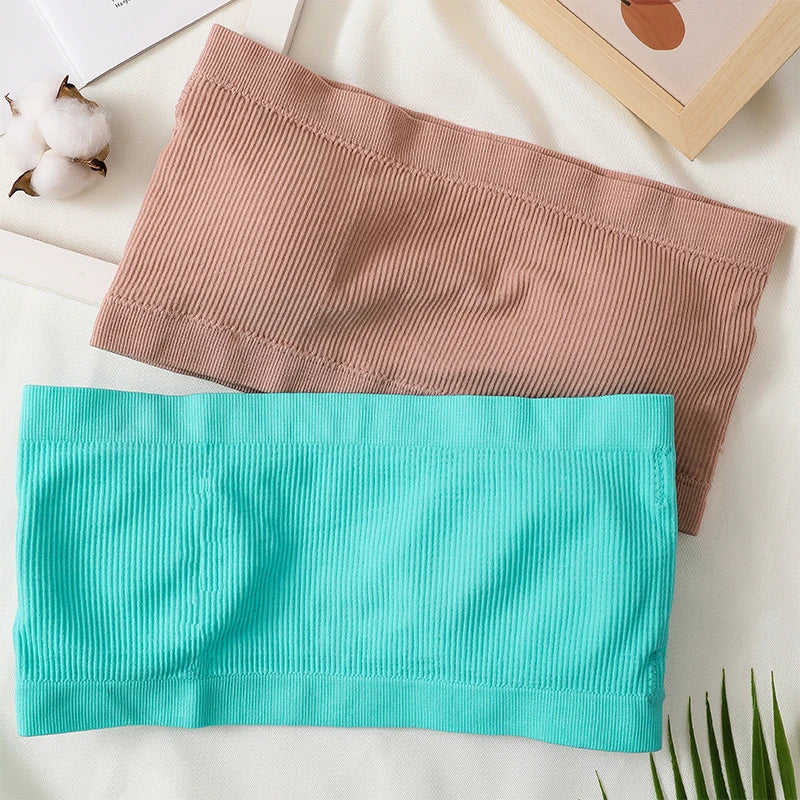 Seamless Tube Tops Women Strapless Push-Up Bra Women's Summer Bandeau Underwear Sexy Lingerie Sports Bras Solid Color Crop Tops Aviola