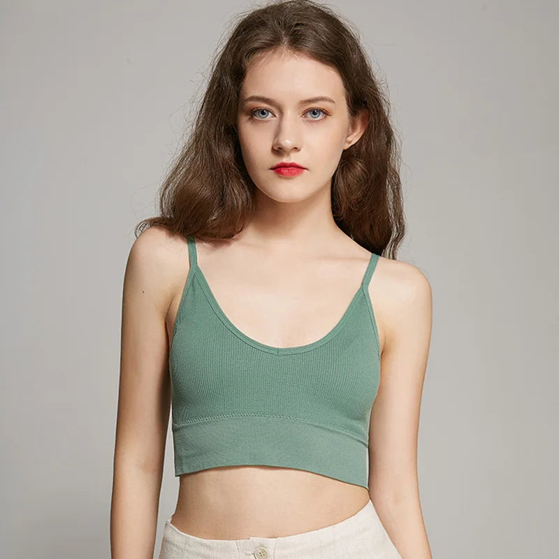 Women Crop Top Seamless Tube Top Underwear Low Back Bra Sports Fitness Top Streetwear Tank Bandeau Lingerie Removable Pad Aviola
