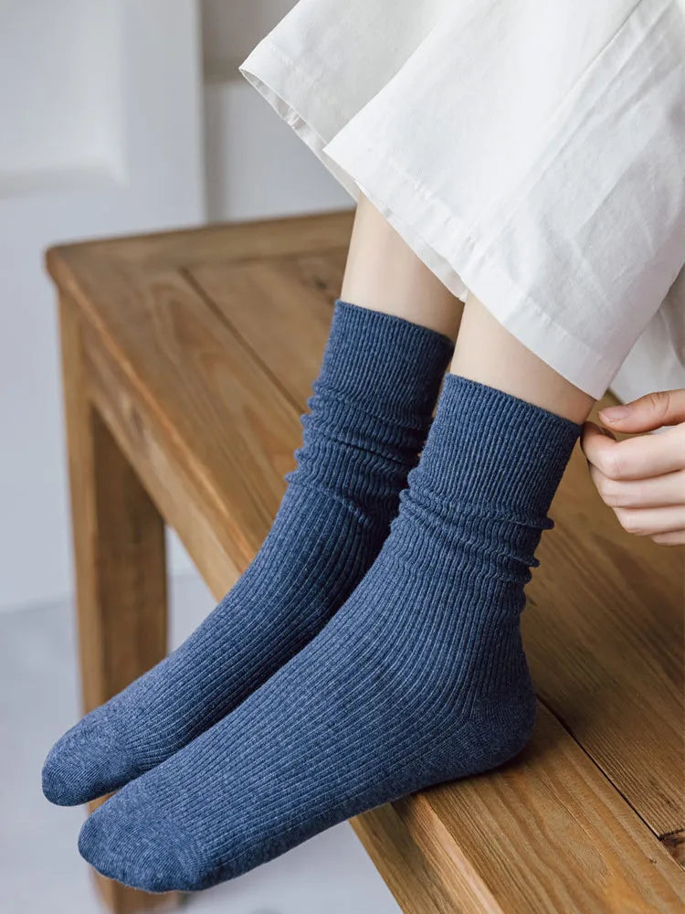 Winter Warm Cotton Socks Soft Knitted Socks Women Solid Color Casual Harajuku Socks Female Basic Daily Socks Aviola