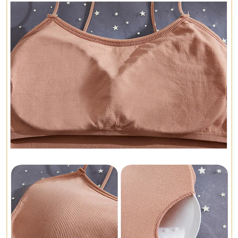 Seamless Bras Tube Top Underwear Streetwear Sleeveless Strappy Sports Women Crop Tops Bandeau Bra Removable Pad Aviola