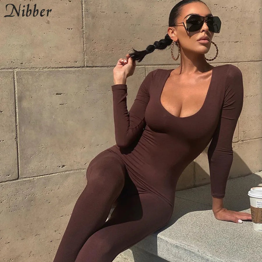 Nibber Summer Solid Basic Black White Jumpsuit Overalls Women's Clothing 2021 Street Casual Activity Wear Fitness Outfit Female Aviola