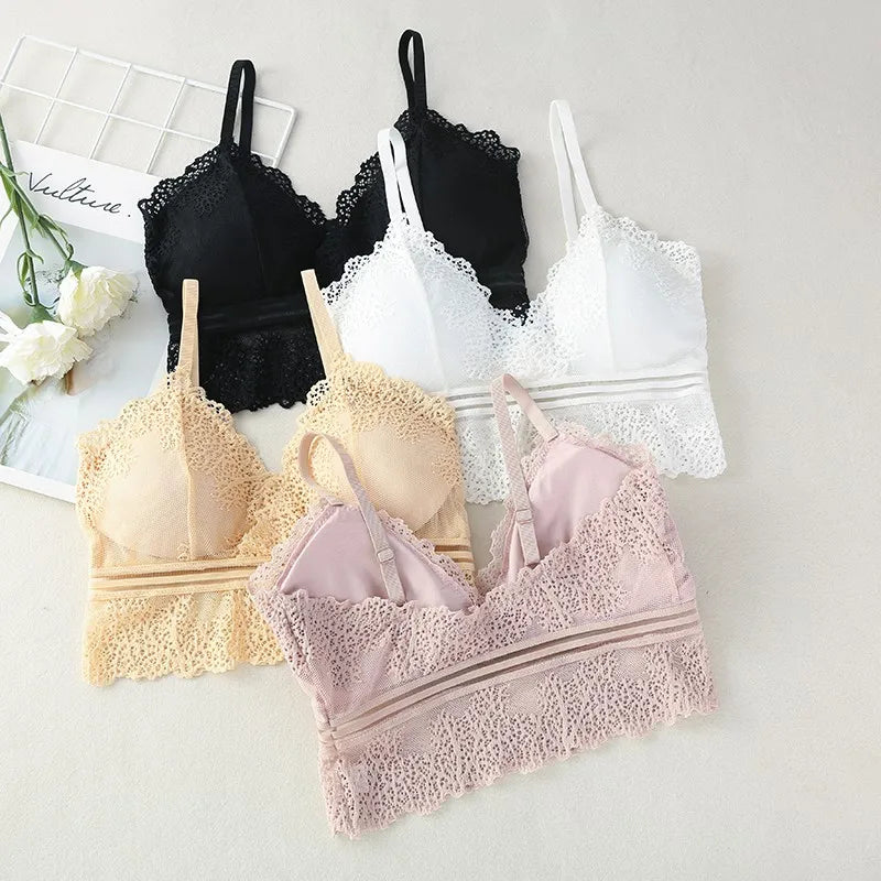 Lace Bralette Women Bras Tube Top Sexy Lingerie V Neck Crop Tops Underwear Cropped Bra Female Tank Crop Top Aviola