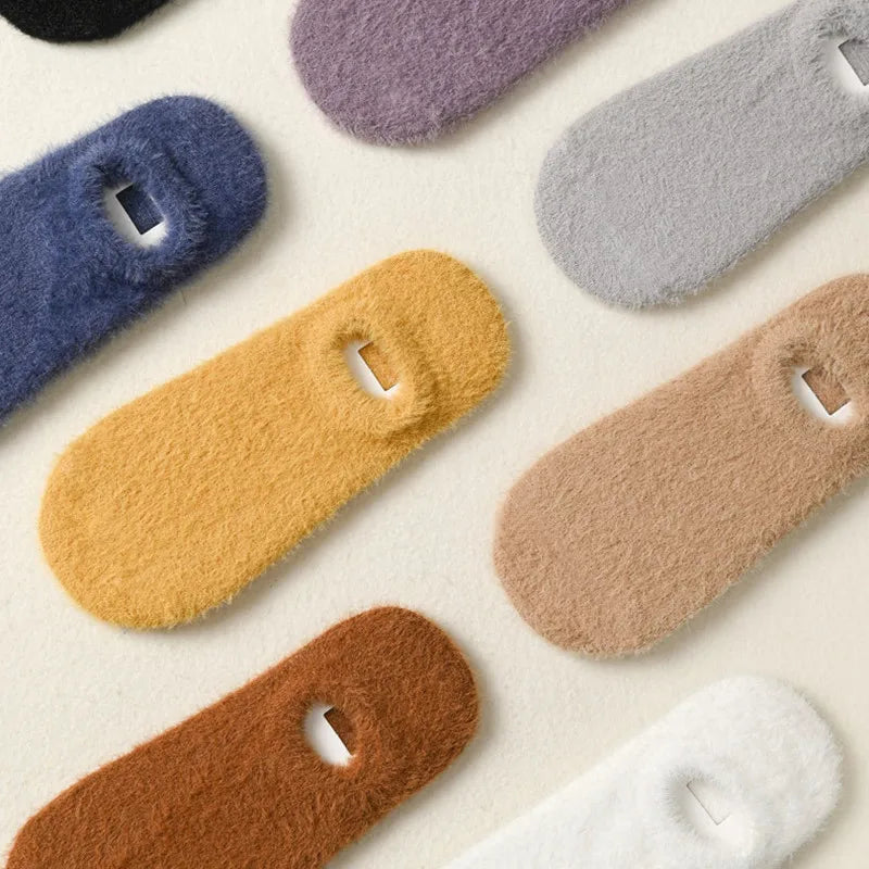 Winter Warm Thicken Thermal Low Cut Socks Women Woollen Seamless Sock Velvet Soft Sleeping Socks Solid Color Casual Floor Socks Aviola
