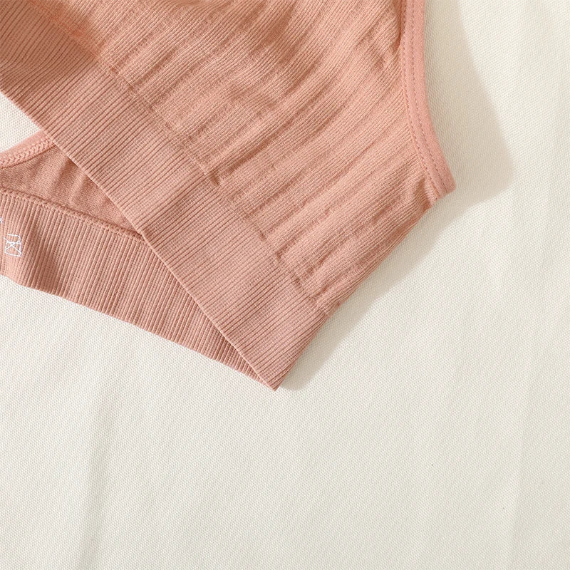 Seamless Bras Set Women Sexy Thongs Low Waist Panties Sport Ribbed Bra Tops Nonwire Bralette Wirefree Brassiere Female Intimates Aviola