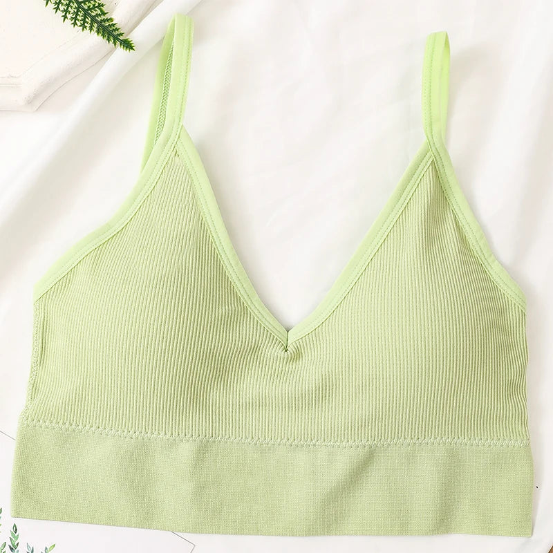 Women Crop Top Seamless Tube Top Underwear Low Back Bra Sports Fitness Top Streetwear Tank Bandeau Lingerie Removable Pad Aviola