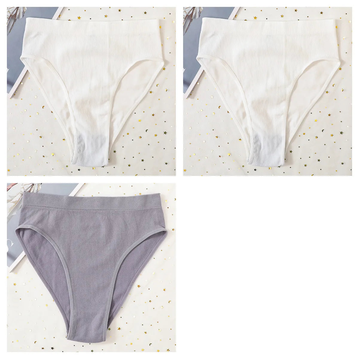 3Pcs/Set Seamless Panties Women High Waist Briefs High Cut Sports Bottom Underwear Female Stretch Rib Underpants Sexy Lingerie Aviola