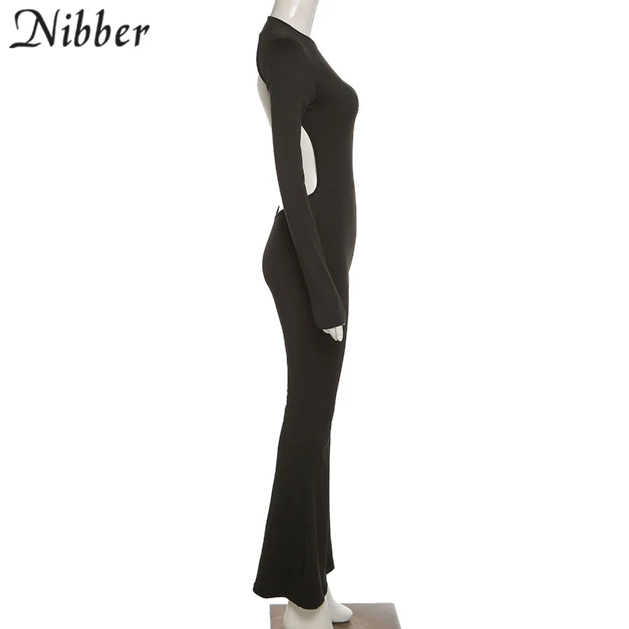 Nibber Sexy Open-Back Jumpsuit Hollow New Spring Fashion Flared High Street For Temperament Women Street Daily Commuting Wear Aviola