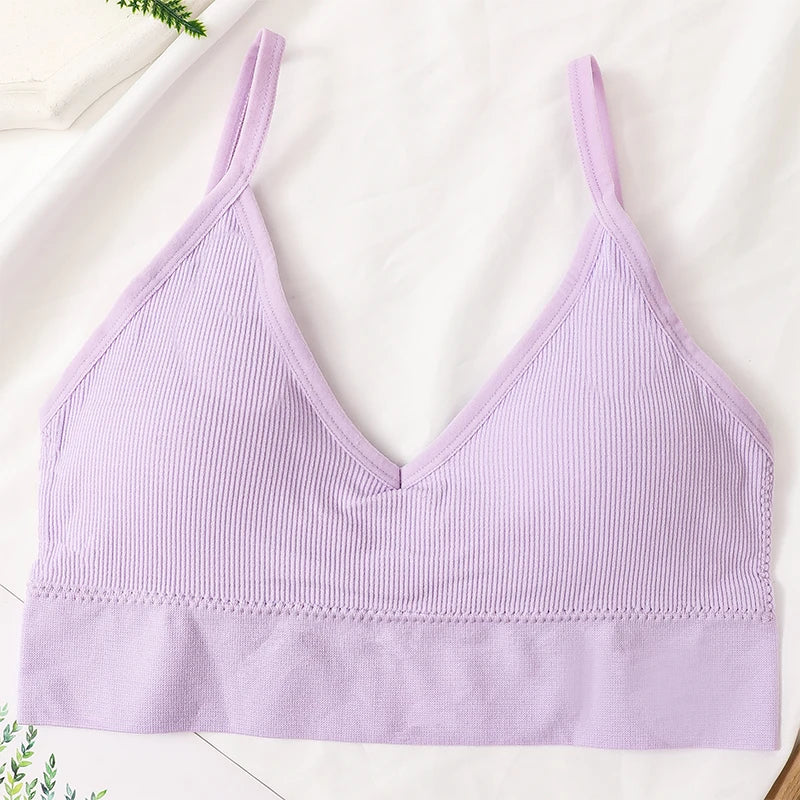 Women Crop Top Seamless Tube Top Underwear Low Back Bra Sports Fitness Top Streetwear Tank Bandeau Lingerie Removable Pad Aviola