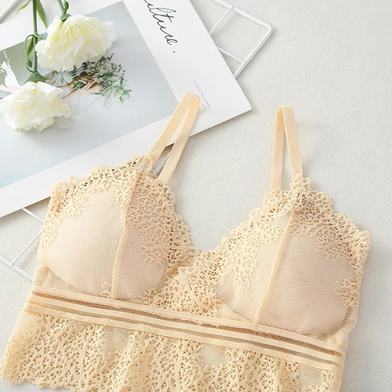 Lace Bralette Women Bras Tube Top Sexy Lingerie V Neck Crop Tops Underwear Cropped Bra Female Tank Crop Top Aviola