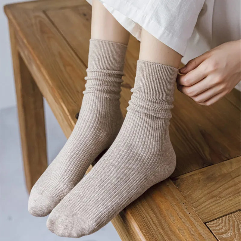 Winter Warm Cotton Socks Soft Knitted Socks Women Solid Color Casual Harajuku Socks Female Basic Daily Socks Aviola
