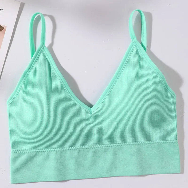 Women Crop Top Seamless Tube Top Underwear Low Back Bra Sports Fitness Top Streetwear Tank Bandeau Lingerie Removable Pad Aviola