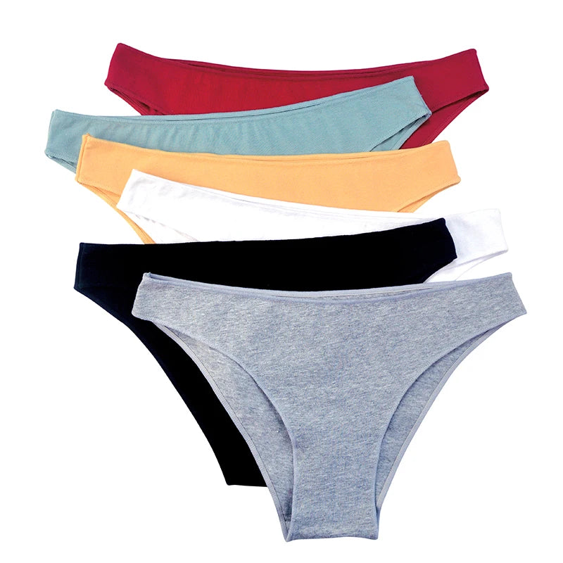 5PCS/Set Cotton Panties Women Low Rise Briefs Solid Color Seamless Underwear Comfy Intimate Breathable Underpants M-XXL Lingerie Aviola