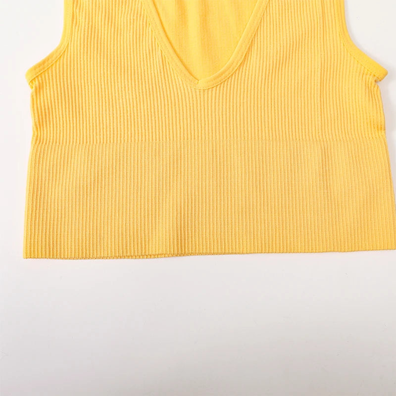 Women Crop Top Sexy Seamless Underwear Female Fitness Sleeveless Camisole Plunge Bralette Sports Cropped Tops Lingerie Aviola